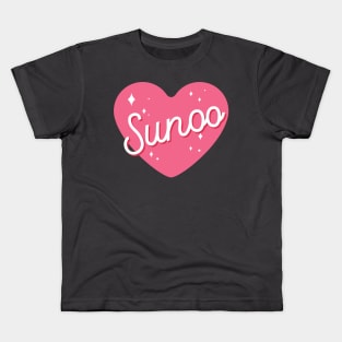 Enhypen Sunoo heart name text engene | Morcaworks Kids T-Shirt